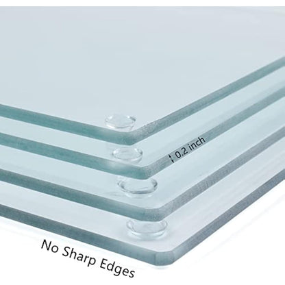 Hacaroa 4 Pack Tempered Glass Cutting Board with Rubber Feet, Rectangle Non-Slip Chopping Board, Long Lasting Clear Glass Tray for Kitchen Countertop, Table, Shatter-Resistant, Heat-Resistant, 2 Size