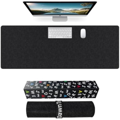 DawnTrees 120x50 cm Desk Mat,Felt Desk Pad Protector,Office Felt Desk Mat, Keyboard Pad, Extra Large Mouse Pad…（Dark Grey