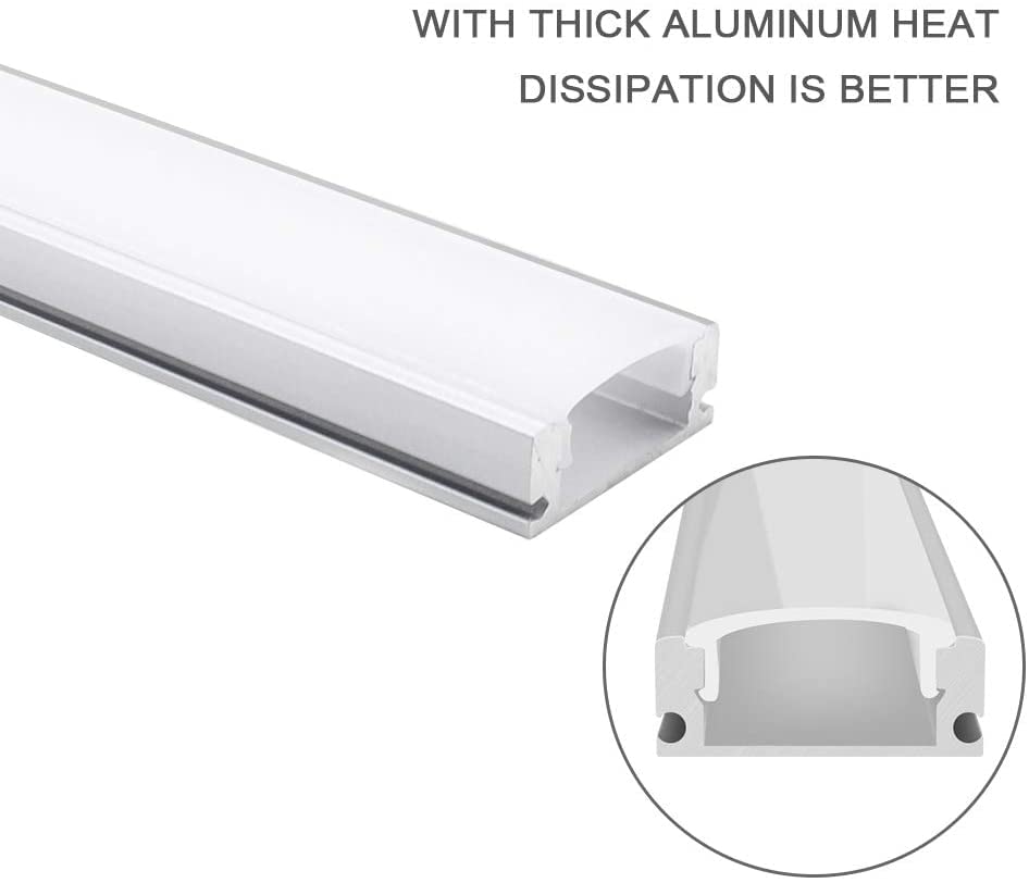 Jirvyuk Led Channel, 10 Pack 1m/3.3ft Led Profile Strip, Led Aluminum Channel and Diffuser for LED Strip Lights with Milky White Cover, End Caps,