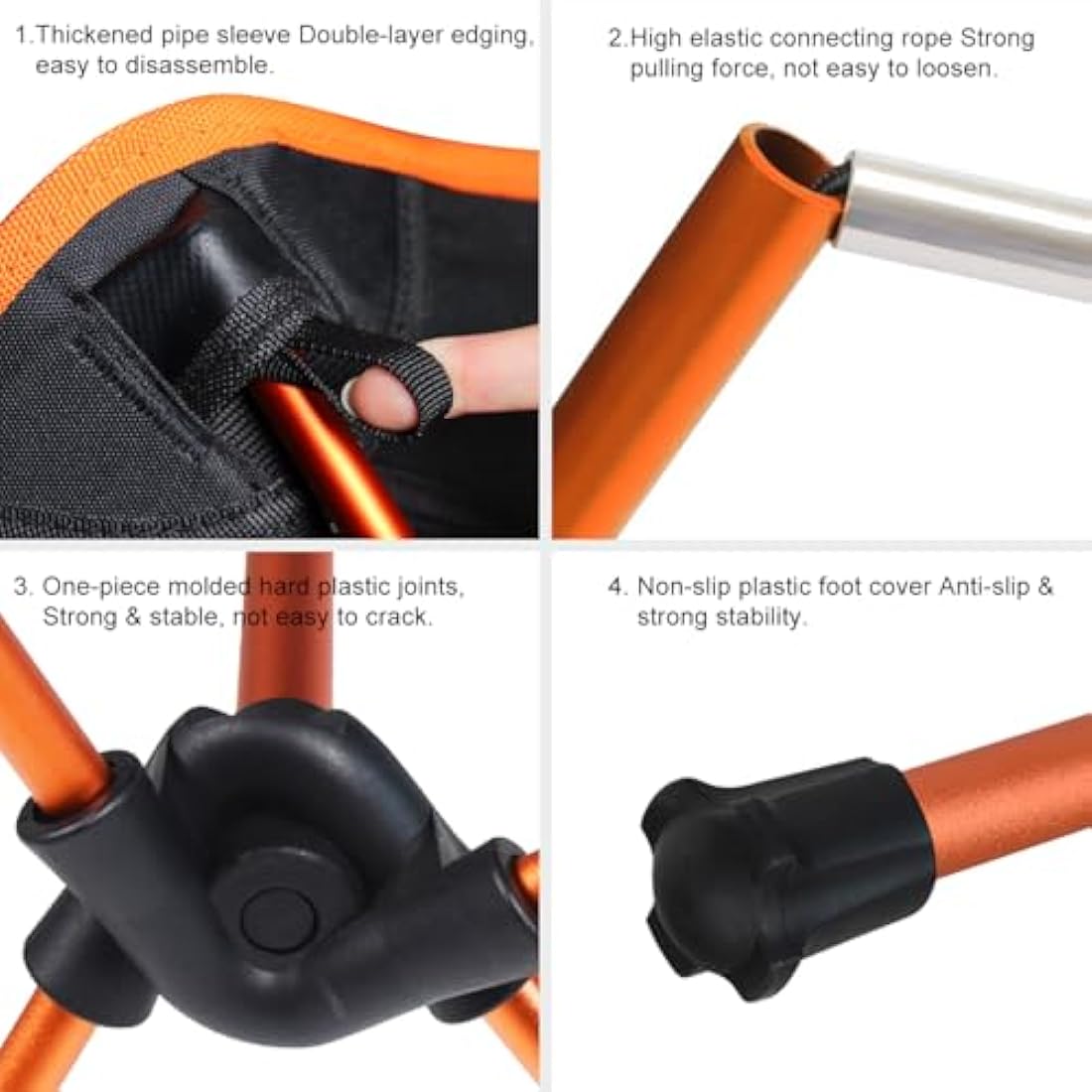 SOPPY [2 Pack] Ultra Lightweight Folding Camping Chair, Portable Backpacking Chair, Heavy Duty 135kg Capacity, Outdoor Chairs with Carry Bag for Camping, Garden, Fishing, Beach,BBQs - Orange