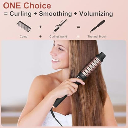 UNOBEY 5 in 1 Curling Wand Set, Curling Brush Curling Iron Set with Curling Brush and 4 Interchangeable Ceramic Curling Wand(0.5”-1.25”), Fast Heating, Include Glove & 2 Clips