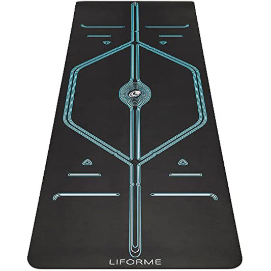 Liforme XL Yoga Mat – Free Yoga Bag Included - Patented Alignment System, Warrior-like Grip, Non-slip, Eco-friendly, sweat-resistant, long, wide, 4.2mm thick mat for comfort