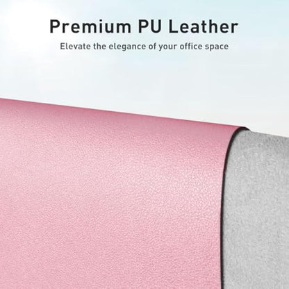 Leather Desk Pad Protector,Mouse Pad,Office Desk Blotter Mat, Non-Slip PU Leather Table Mat,Laptop Desk Pad,Waterproof Desk Writing Pad for Office and Home (91cm x 43cm, Fairy Pink)
