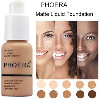 Aquapurity Phoera® Full Coverage Foundation Soft Matte Oil Control Concealer 30ml Flawless Cream Smooth Long Lasting (107 Honey)