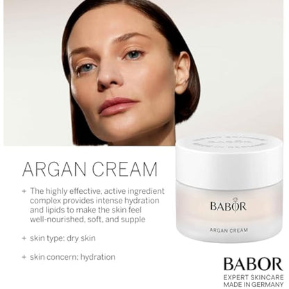 BABOR CLASSICS Argan Cream, Rich face cream for dry skin, With argan oil and vitamin E, Vegan formula, Without alcohol, 50 ml