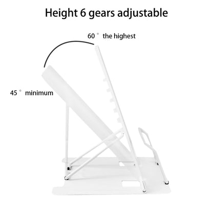 Book Stand, Multifunctional Metal Book Holder for Reading White