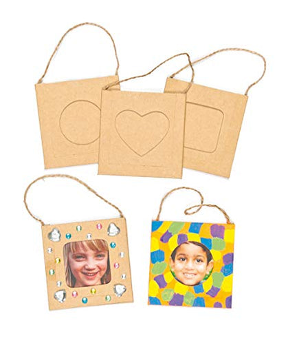 Baker Ross E7573 Design Your Own Hanging Photo Frames (Pack of 12) For Kids to Decorate and Display, Brown