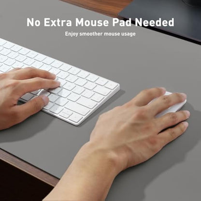 Leather Desk Pad Protector,Mouse Pad,Office Desk Mat, Non-Slip PU Leather Desk Blotter,Laptop Desk Pad,Waterproof Desk Writing Pad for Office and Home (80cmx40cm, Light Grey)