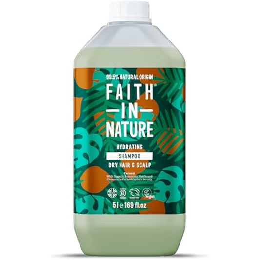 Faith In Nature Organic Coconut Shampoo, Hydrating for Dry Hair & Scalp, Vegan & Cruelty Free, No SLS, Silcones or Parabens, 5L Refill Pack