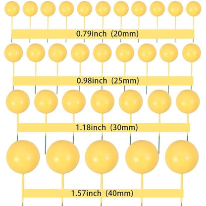 Gyufise 30Pcs Balls Cake Topper Foam Ball Cake Picks Mini Balloon Cupcake Insert Bubble Balls DIY Decoration for Baby Shower Wedding Anniversary Kids Birthday Party Cake Decorations Yellow