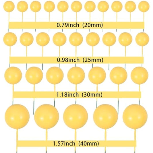 Gyufise 30Pcs Balls Cake Topper Foam Ball Cake Picks Mini Balloon Cupcake Insert Bubble Balls DIY Decoration for Baby Shower Wedding Anniversary Kids Birthday Party Cake Decorations Yellow