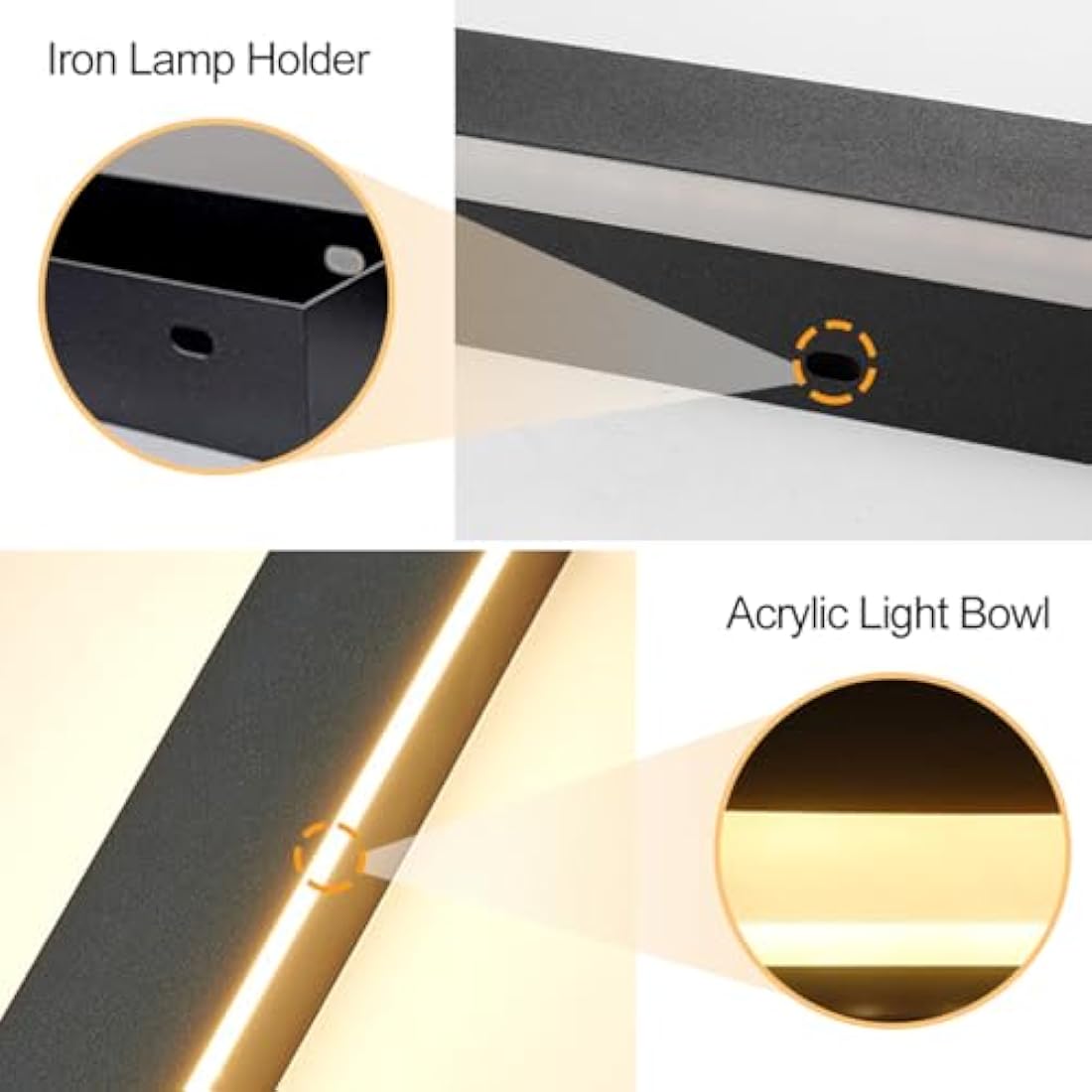 ZTWLEED LED Outdoor Wall Light 25W 115CM Minimalist Metal Wall Lights,Waterproof IP65 Outdoor Lighting Acrylic Lampshade,6000K Cool White,Outdoor Lighting for Patio