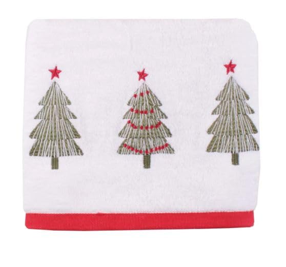 Fusion Christmas - Christmas Trees - 100% Cotton Hand Towel (2 pack) - 50 x 90cm in White, (CXLWETX2ZU)