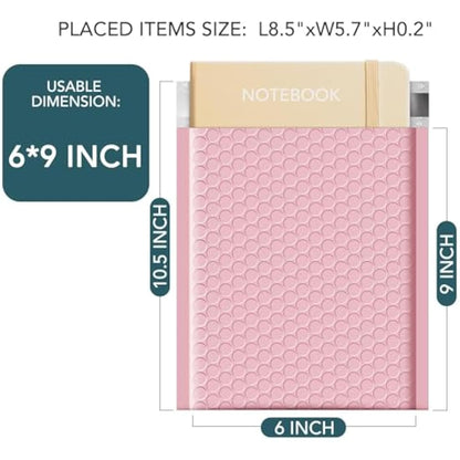 Switory 50Pcs Padded Envelopes, A5 Bubble Mailers Packaging Bags 6x9 Bubble Lined Poly Mailer Self Seal for Shipping/Packaging/Mailing, Pale Pink