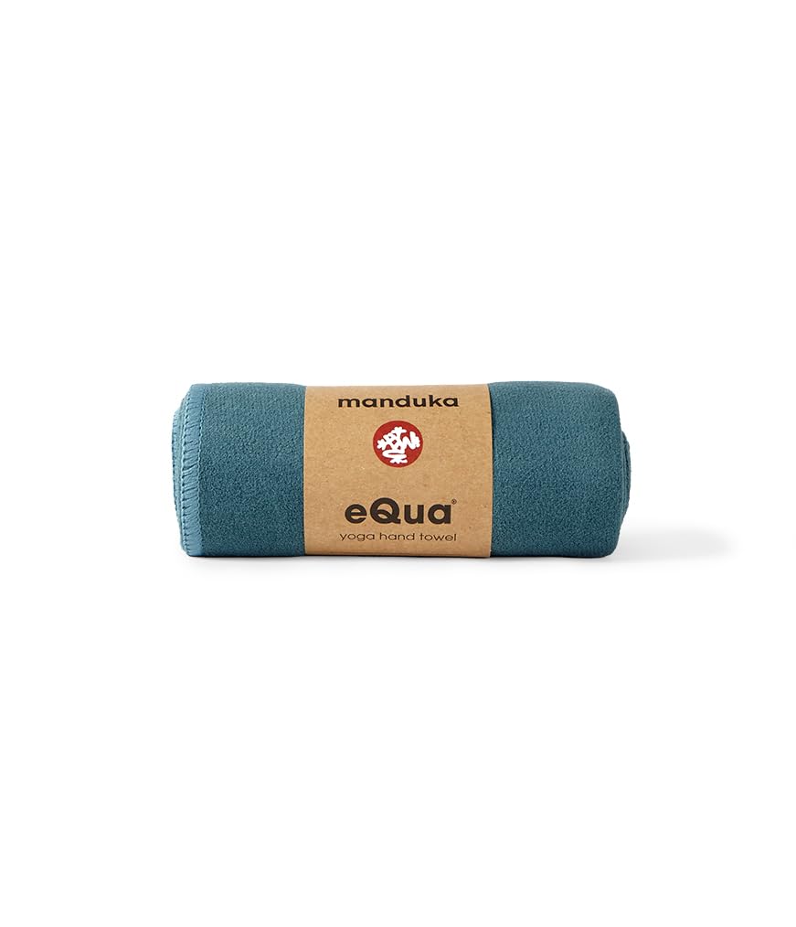 Manduka eQua Yoga Hand Towel - Quick Drying Microfiber, Lightweight, Yoga Accessories Easy for Travel, 16 Inch (40cm), Sage Solid
