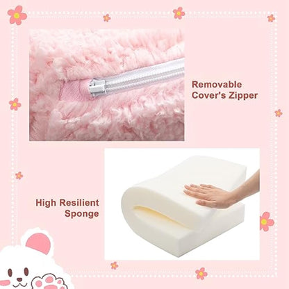 BEJOY Kids Sofa Ultra-Soft Snuggle Foam Filled Chair, Single Cuddly Sherpa Reading Couch for Boys and Girls, Pink