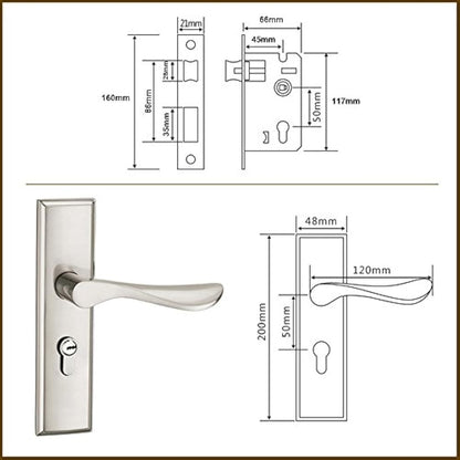 Qrity Door Handle Lever, Euro Lever Lock, Cylinder, 3 Copper Keys, Zinc Alloy