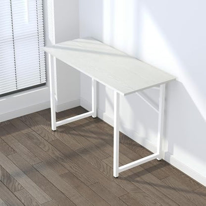 Lutown-Teen 120 cm Folding Desk, Writing Gaming Computer Camping Desk, No Assembly Required Home Office Table, White