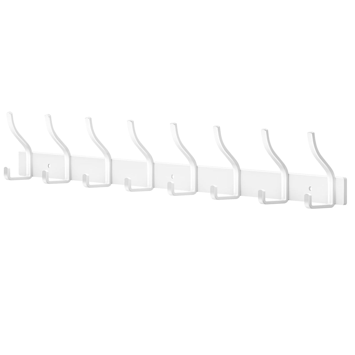 MEIJO Coat Hooks Wall Mounted Stainless Steel, White Coat Rack Wall Mounted with 8 Hooks Heavy Duty Coat Hooks for Door, Bathroom, Bedroom, Kitchen