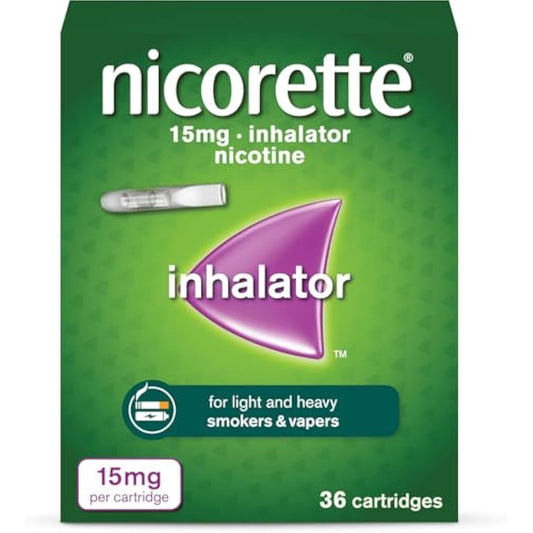 Nicorette 15mg Inhalator (36 Cartridges), Discreet & Convenient Nicotine Inhaler for Quitting Smoking with replaceable cartridges, Quit Smoking Aid or Vaping Cessation Aid