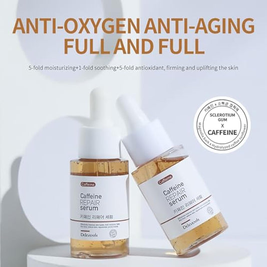DEleventh Korean Brand Caffeine Repair Face Serum 37ml / with Natural Extracts, Anti-Aging, Reduce Puffiness, Deeply Hydrate, Improve Skin, Fade Fine Lines, Relieve and Revitalize Skin