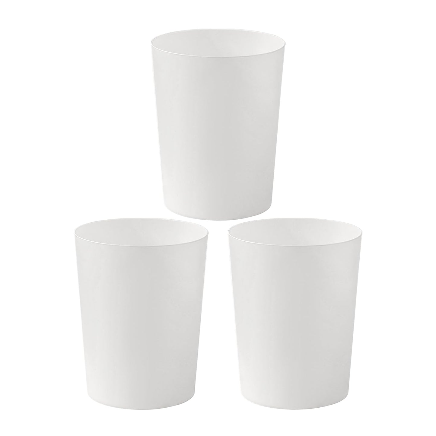 Cetomo 7.2L*3 Plastic Waste Paper Bin, Trash Can, Small Bins, Bedroom Bin, Round Waste Basket for Kitchen Rooms, Nesting, Matte, Frosted, Minimalist