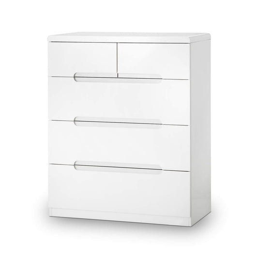 Julian Bowen Manhattan 3+2 Drawer Chest - High Gloss White Chests
