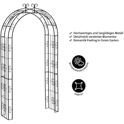 Dehner metal rose arch Belmont, 238 x 120 x 38 cm – black