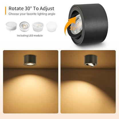 GeyouLux Dimmable LED Adjustable Projection Spotlight, 5 W Ceiling Spotlights, Diameter 80 x 50 mm, 3000 K/4000 K/6500 K, 30 Rotation Bathroom