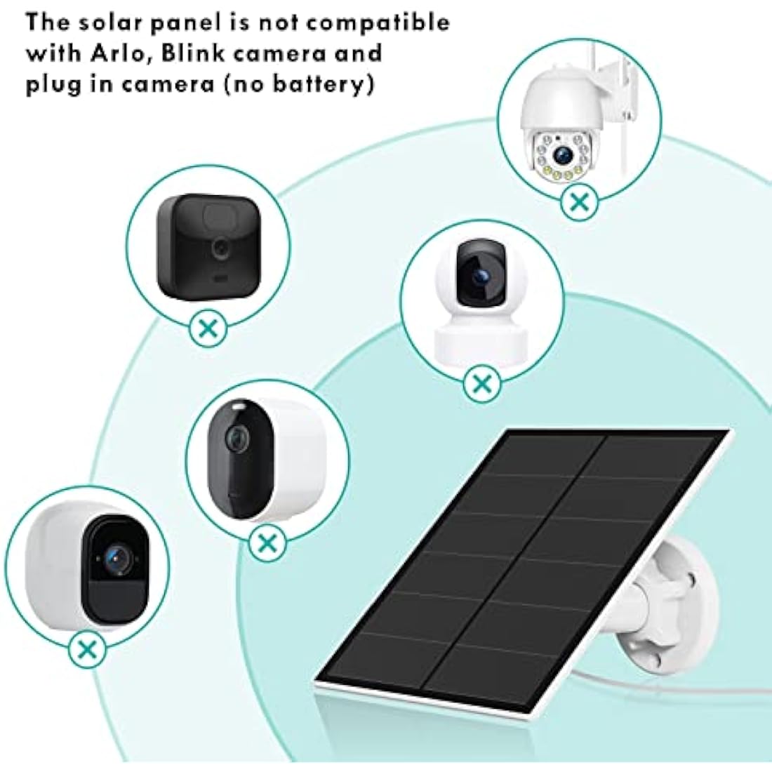 5W Solar Panel for Security Camera, Solar Panel for DC 5V Outdoor Rechargeable Battery Camera, Solar Panels with Micro USB and USB-C Port, Adjustable Security Mount, IP65 Waterproof, 9.8ft Cable