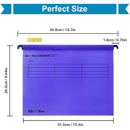 Suspension Files, MerryNine 15PCS Polypropylene Filing Cabinet Suspension Files with Tabs and Card Inserts for School Home Work Office Organization **Check Size Before Ordering ** (Purple, A4)