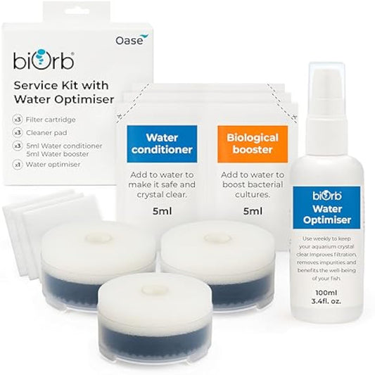 biOrb Aquarium Service Kit & Water Optimiser Pack - Filter Cartridges, Water Conditioner, Cleaning Pads & Biological Booster For Essential Fish Tank Maintenance, Perfect For Easy Routine Cleaning