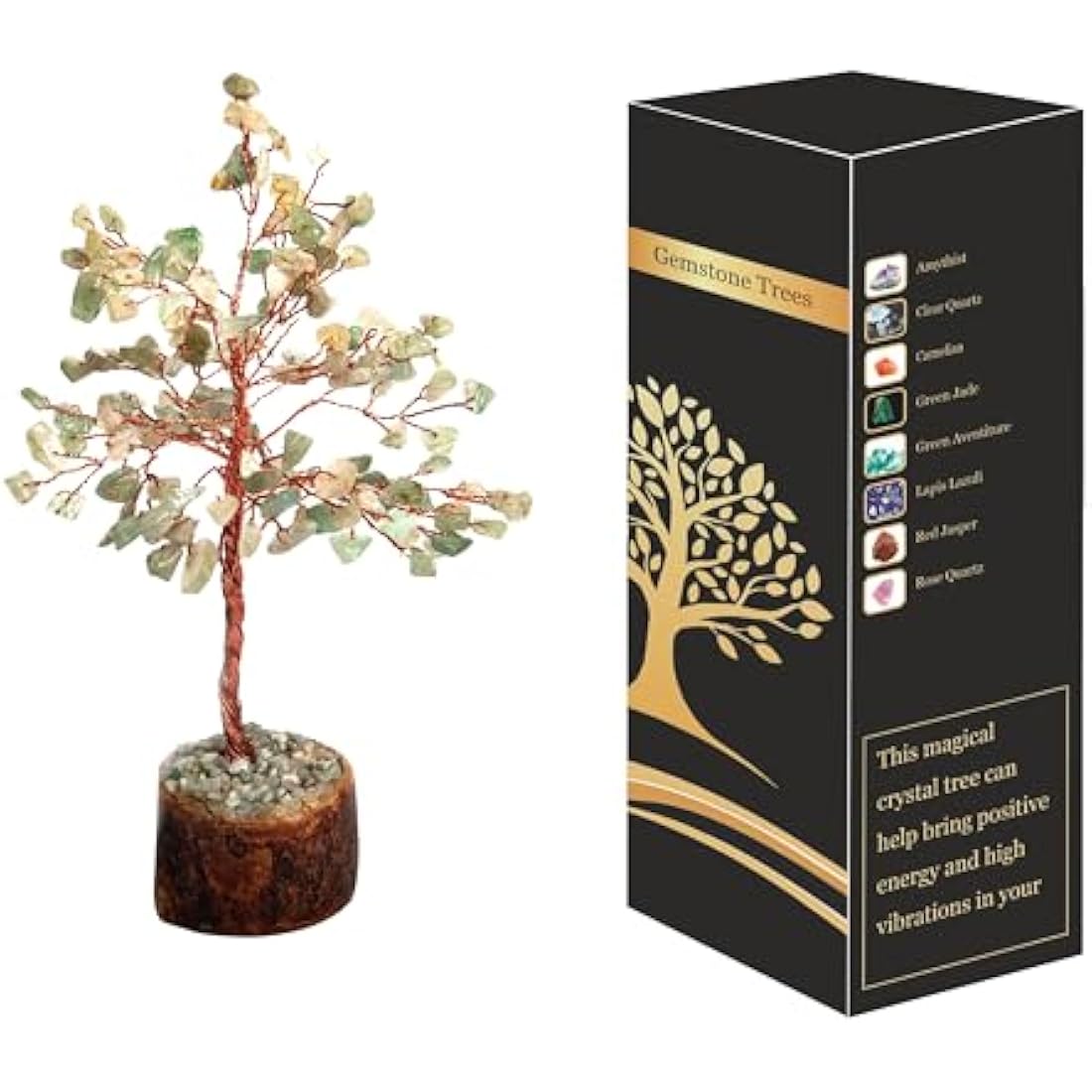 Wonder Care Crystal Tree for Home Decor - Healing Stones & Gems - Witchy Room Decor - Green Aventurine