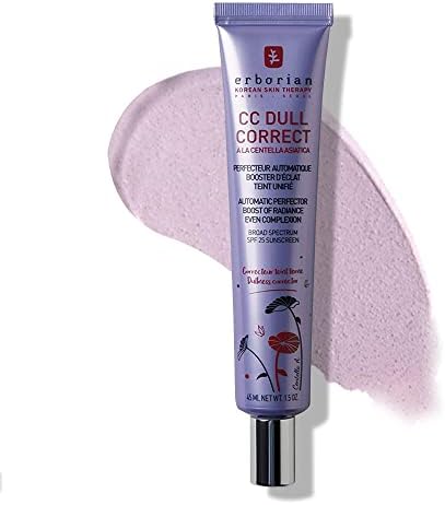Erborian CC Dull Correct with Centella Asiatica - Korean Skincare and Makeup Cream - Primer & Blur for Radiance Boosting and Soothing Effects, Even Complexion, SPF 25 - All Skin Type