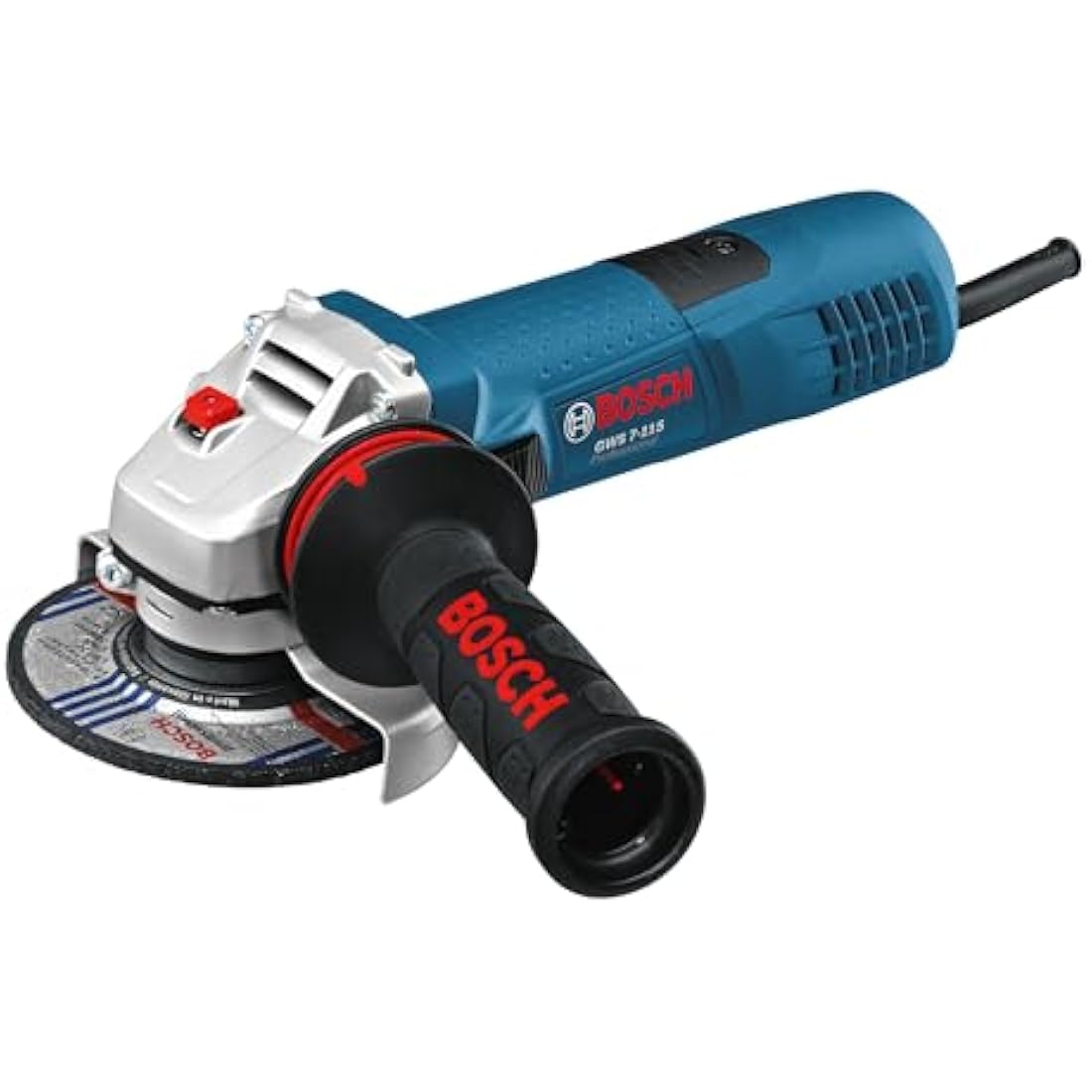 Bosch Professional Corded Angle Grinder GWS 7-115 (240V, 720W, incl. Auxiliary handle, Backing flange, Locking nut, Protective guard, Two-hole spanner)