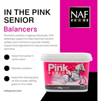 NAF In the Pink Senior 1.8kg – Advanced Daily Support for Older Horses – With Prebiotics, Antioxidants & Joint Care – Promotes Vitality, Digestive Health & Mobility