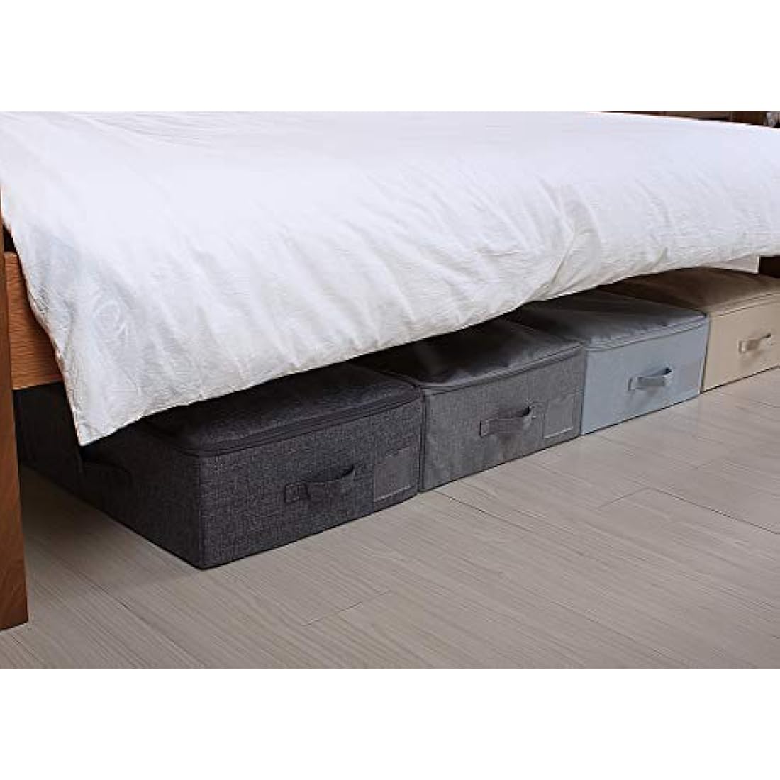 Amonsen 100 * 43 * 18 cm Sturdy Shape Underbed Shoes Storage Organizer Containers with Zip Lid, Longer Underbed Organizer Bins, Dark Gray