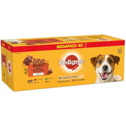 Pedigree Adult Dog Wet Food in Pouch, Mixed Selection in Jelly, 40x100g