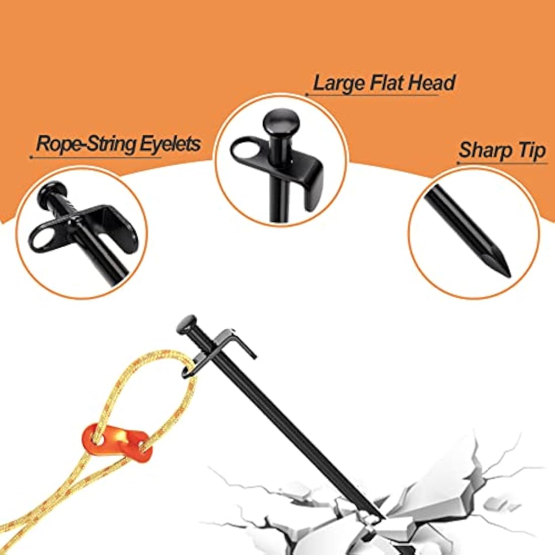 Aoipend Heavy Duty Tree Stakes Kit, Tree Supports for Leaning Tree 6 Pcs Metal Stakes-6 Pcs Tree Straps-80ft Reflective Guy Lines Resistant to Strong Winds Anchoring Kits for Young Trees Outdoor Tent