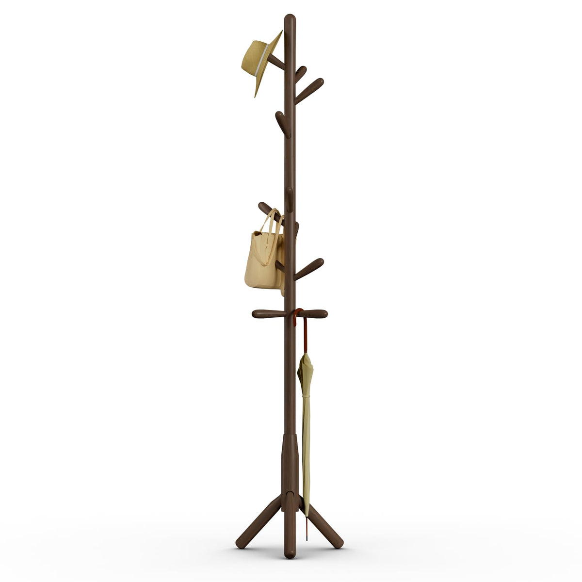Awatiwa Solid Wood Coat Rack, Freestanding Tree-Shaped Coat Rack with 11 Hooks, Main Pole 1.6" dia,for Clothes