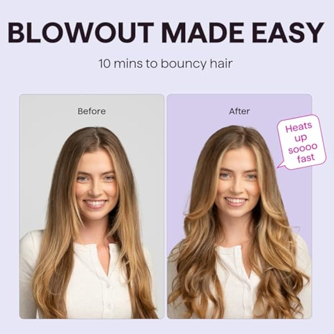 Wavytalk Thermal Brush, Blowout Boost Ionic Heated Hot Round Brush, to Make Hair Smoother & Shinier, Easy to Use & Less Damage, 38mm Barrel, 5 Temperature Settings, Dual Voltage, UK Plug, Rose Gold