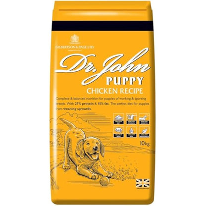 Dr John Dry Puppy Food 10kg with Omega-3s - Chicken Recipe - Complete Nutrition for Puppies of Sporting Active Breeds - Junior High Protein Dry Dog Food.