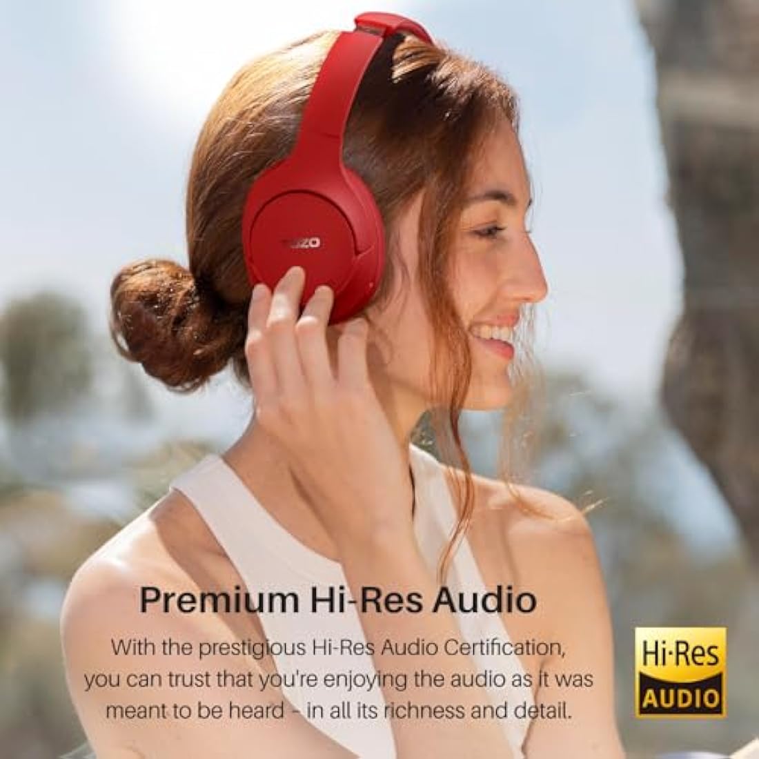 TOZO HT2 Hybrid Active Noise Cancelling Wireless Headphones, 60H Playtime Lossless Audio Over Ear Bluetooth Headphones, Hi-Res Audio Deep Bass Foldable Lightweight Headset for Workout