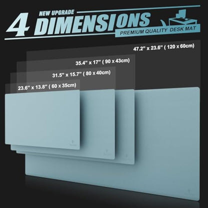 K KNODEL Large Office Leather Desk Mat, Mouse and Keyboard Pad, Computer and Laptop Mat, Desktop Protector and Cover, Writing Pad and Blotter (90x43cm, Light Blue)