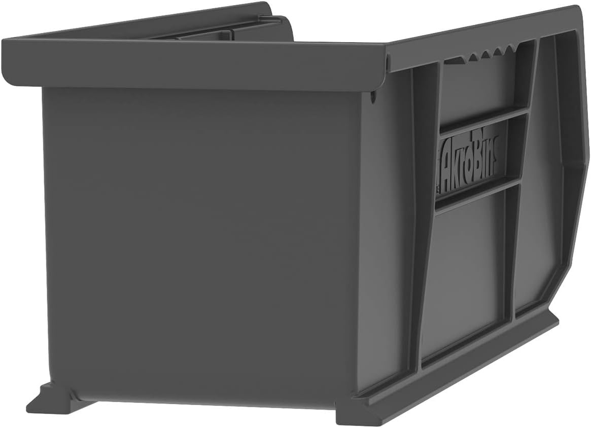 Akro-Mils 30220 AkroBins Plastic Storage Bins, Space-Saving Stackable Bins for Garage, Pantry, Craft Organization, 18.7 cm x 10.5 cm x 7.6 cm, Black