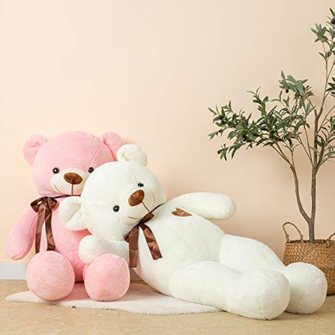 YunNasi Giant Teddy Bear Big Teddy Bear Large Stuffed Animal Toy Plush Teddy Doll With Love Heart and Ribbon (39 Inches/100cm, Pink)