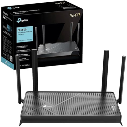 TP-Link Archer BE230 Dual-Band WiFi 7 Router, 3600Mbps Lightning-Fast Speeds, 2x 2.5G WAN/LAN and 3x 1Gbps LAN Ports, USB 3.0 Port, VPN WiFi Router, HomeShield Security, Easy Setup, EasyMesh