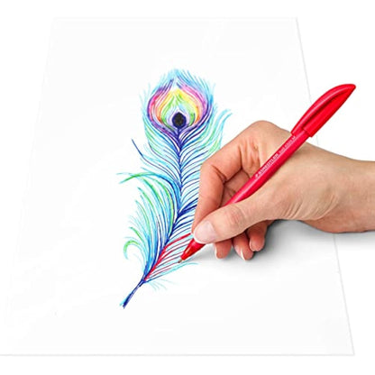 STAEDTLER Ballpoint Pens - Rainbow Stick Pen - Medium Point - 10 Assorted Colours - Pack of 50, 4320 MKP50