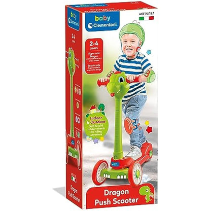 Clementoni- Dragon Push 3-Wheeled Scooter for Toddlers:Fun & Safe First Scooter(2+ Years)