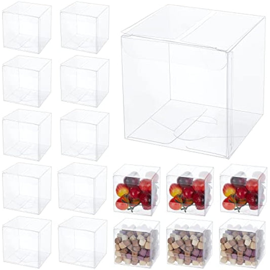 BENECREAT 30PCS 7x7x7cm Clear Cube Wedding Favour Boxes PVC Transparent Cube Gift Boxes for Jewelry Storage Display, Cake, Candy, Chocolate, Balloon